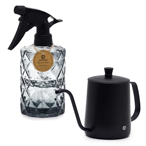 OFFIDIX Watering Can for Indoor Plants,Long Spout Metal Stainless Steel 21 oz Watering Can with...