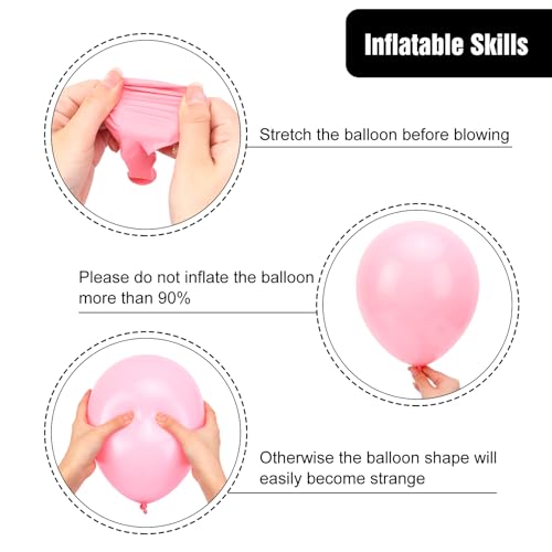 Image of RUBFAC Pink Balloons 65pcs, 12 Inch Baby Light Pink Party Balloon with Ribbons for Valentine's Day, Birthday, Wedding, Baby Shower, Gender Revelation Party Decorations