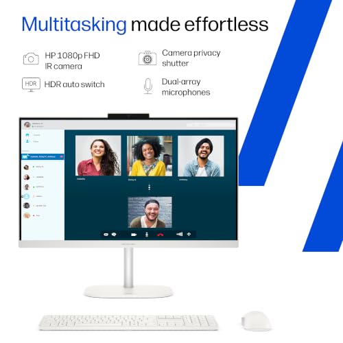 Image of HP OmniStudio All-in-One, Intel Core 3 (i3 14th gen), (8GB DDR5, 512GB SSD) FHD, IPS, Anti-Glare, 23.8''(60.5cm), Win 11, Office 24, Cotton White, 4.98kg, Dual 3 W Speakers, FHD IR Camera, 24-cu0561in