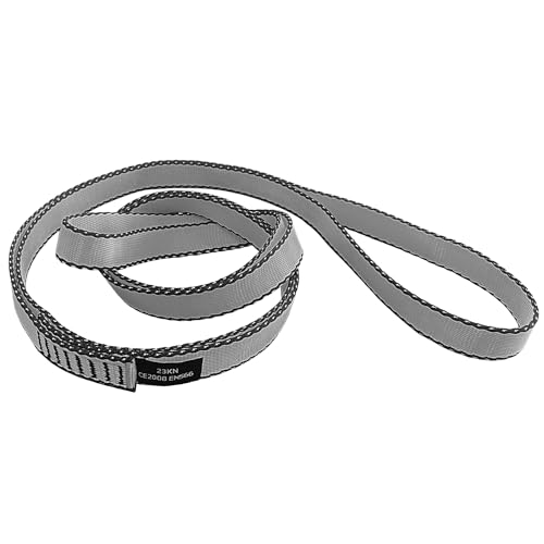 CAPARK 18mm ナイロン クライミングスリングランナー 23 kN 強力なウェビングストラップ ロッククライミング、ラペリング、スイング、ヨガハンモックなどに (グレー1個、24インチ/60cm)の商品画像（Amazon）