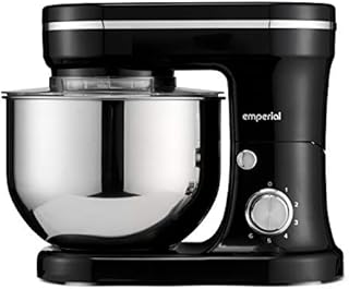 Emperial Stand Mixer for Baking, Electric Food Cake Mixer with Beater, Dough Hook, Whisk, Splash Guard, 6 Speeds and 5L Bowl, 1200W - Black