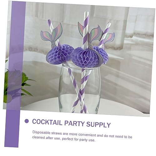 Pitillos de papel diseño sirena violeta 50 unidades miniatura 4