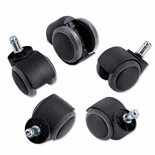 Premium 2 Inch Floor Protecting Rubber Office Chair Caster Wheels Set of 5 Standard Stem Size - BlackGray