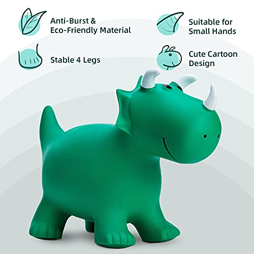 Image of EVERICH TOY Dino Bouncy Hopper, Ride on Animal Horse Toy for Toddler 18M+ | Inflatable Dinosaur Hopping Toy for Boys Girls, Indoor Outdoor Horse Toy for 2 Year Old Kids, Gift for 2 3 4 5 6 Yrs W / Pump