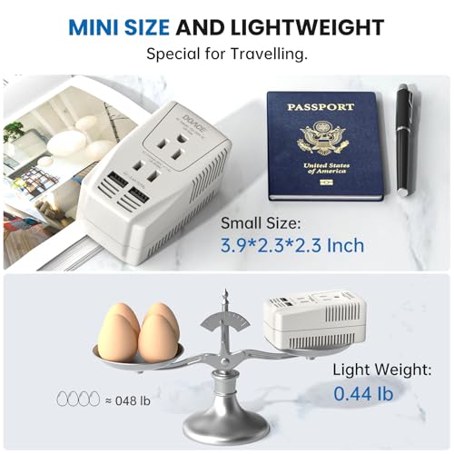 Upgraded 2000W 220V to 110V Converter for European Travel, Voltage Converter US to Europe for Hair Dryer Straightener Curling Iron, 2300W Adapter with EU/UK/AU/US Plugs for Laptop Camera Cell Phone4