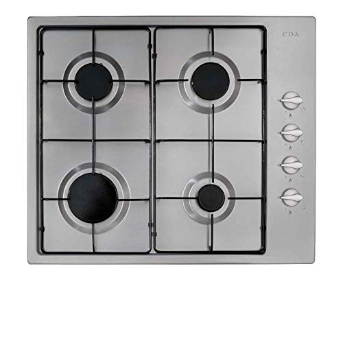 CDA HG6151SS 60cm Stainless Steel 4 Burner Gas Hob with Enamel Pan Stands & FFD