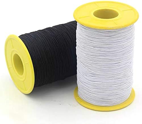 Anjiyoyo 2 PCS 0.5mm White and Black Elastic Thread 547 Yard