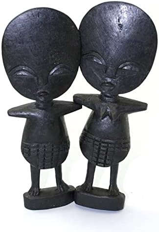 ShopHaven African Ashanti Fertility Idols (Set of 2) - 7-8", Hand Carved Ashanti Fertility Idols- Set of 2, African Sculpture, Handmade African Art