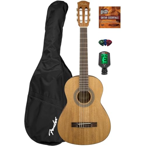 Fender FA-15N 3/4-Size Kids Classical Guitar - Natural Learn-to-Play Bundle with Gig Bag, Tuner...
