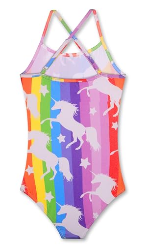 Image of iLover Girls Sparkle One Piece Swimsuits Crossback Swimwear Beach Bathing Suit with Adjustable Strap 4-10 Years