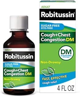Robitussin Sugar Free Cough + Chest Congestion DM, Cough and Congestion Medicine, Mint Flavor - 4 Fl Oz
