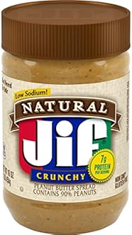 Jif Natural Crunchy Peanut Butter Spread, 16 Ounces (Pack of 12), Contains 90% Peanuts