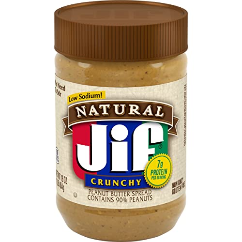 Jif Natural Crunchy Peanut Butter Spread, 16 Ounces (Pack of 12), Contains 90% Peanuts
