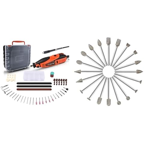 GOXAWEE Rotary Tool Kit 180pcs and Diamond Burr Set 20pcs Cover