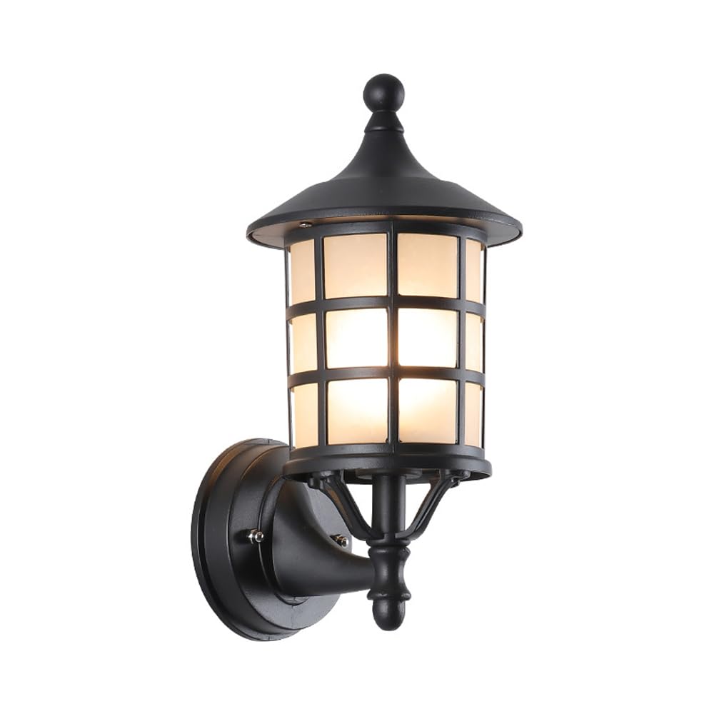 SXSCARKX Cylindrical Lantern Shape Indoor Wall Sconce Anti-Rust Black Die-cast Aluminum Body Light Outdoor Waterproof and Rainproof Seal Lamp for Patio Lighting