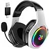 Tatybo Gaming Headset for PS5 Wireless: Gaming Headphones with 2.4GHz Bluetooth 5.3 for PS4, PC, Wireless Gaming Headset with 360°Adjustable ENC Mic for Switch, Phone, Audifonos Inalambricos