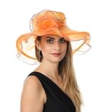 SAFERIN Derby Hat for Women Organza Fascinator Tea Party Wedding Church Dress Hats (US, Alpha, Medium...