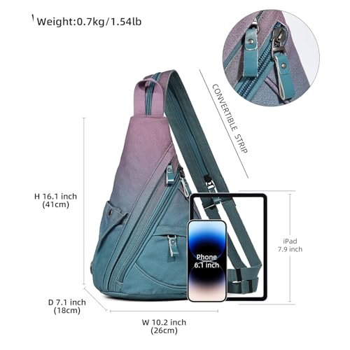 Image of KL928 Canvas Sling Bag - Small Crossbody Backpack Shoulder Casual Daypack Rucksack for Men Women