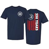 America 250 Years T-Shirt Front & Back Design - 1776-2026 US Flag Semiquincentennial Graphic Tee - Patriotic Top, Navy, Large