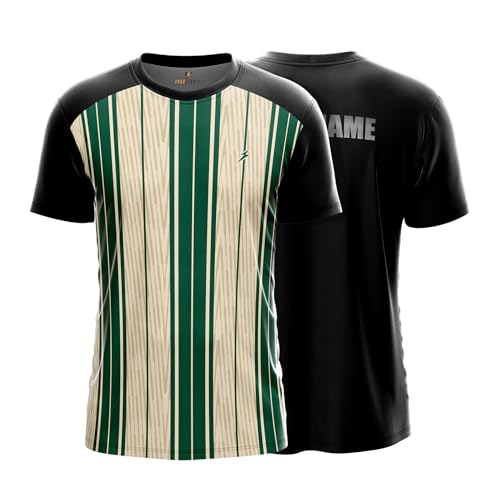 Image of YOURJERSEY Custom Sports Jersey for Men Personalised Cricket /Football /Badminton T-Shirt Customise Name, Dry-Fit Fabric Sizes 2Y-4XL Custom T-Shirt