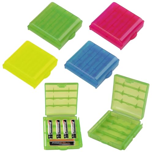 KAHZOR 4 pièces Boîte à Piles en Plastique, Boîtes de Rangement Pour Piles AAA et AA, Boite...