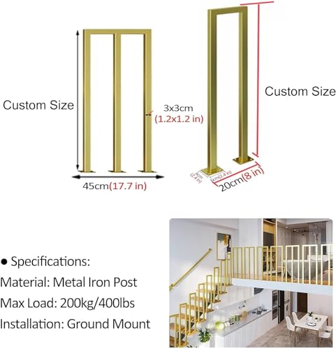 Rambarde d'escalier fer forgé garde-corps robuste profilé en U 2 pièces