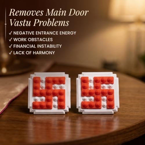 Image of Plus Value Red Swastik Pyramid 2.5 Pair Vastu Remedies for Home Office Main Door Entrance Temple Tijori Cash Box Important Files Electronics (2pcs)