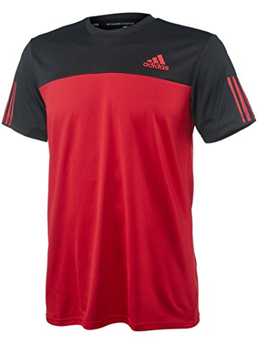 adidas Men's Training Essential Colorblock Tech Tee, Black/Scarlet, Medium