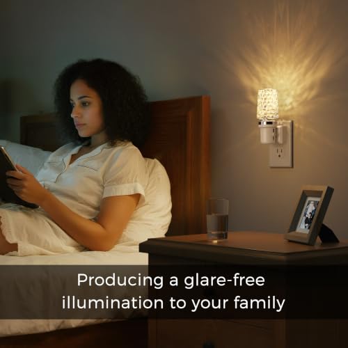 Image of L LOHAS LED Night Light, Dimmable Night Lights Plug into Wall, Light Sensor | Automatic Nightlights Plug in, 3000K LED Acrylic Nightlight, Crystal Decorative, Hallway Bedroom Bathroom [White Base,1 Pack]