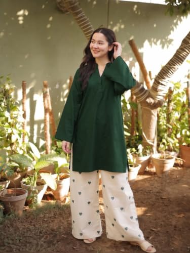 Image of ANNI Designer Farshi Salwar Suit Set for Women Viscose Solid | Co-ords Set for Woman | Kurta Palazzo 2 Piece Outfit | Mandarin Neck Full Sleeve Regular Fit Ethnic Dress Stylish Womens
