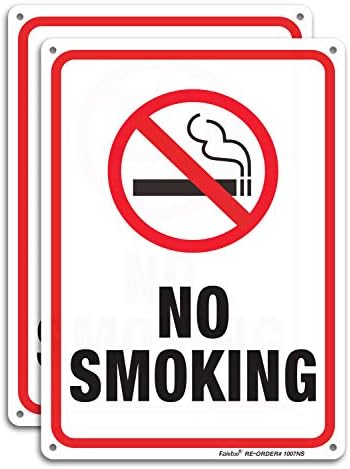 No Smoking Sign,2 Pack No Smoking Metal Reflective Signs - 10 x 7 .040 Rust Free Heavy Duty Aluminum sign - UV Printed With Professional Graphics - Easy To Mount - Indoor & Outdoor Use