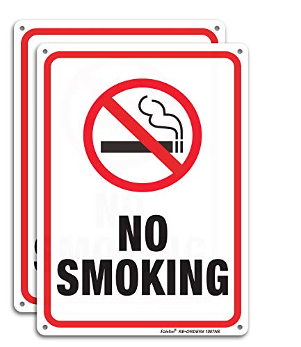 No Smoking Sign,2 Pack No Smoking Metal Reflective Signs - 10 X 7 .040 Rust Free Heavy Duty Aluminum Sign - Uv Printed With Professional Graphics - Easy To Mount - Indoor & Outdoor Use #TOP10