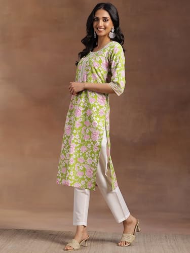 Image of Libas Women Cotton Straight fit Printed Kurta 29049R Pink Suit