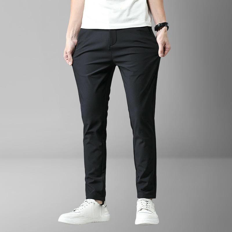 Men's Spring Autumn Business Elastic Straight Solid Color Trendy Casual Pants4