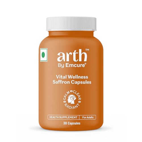 Image of Arth Premium Kesar Saffron Beauty Capsules | Skin Glow, Radiance & Mood Support | Beauty & Wellness Supplement | 30 Veg Capsules