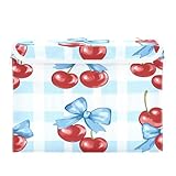 Nander Cherry Tied with A Blue Bow Storage Basket Storage Boxes with Lids and Handle, Large Storage Cube Bin Collapsible for Shelves Closet...