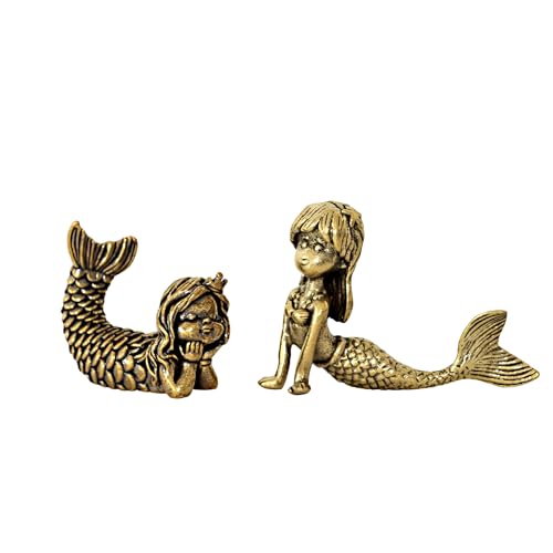 Figurilla Estatua Sirena Metal Cobre Decoración Mini miniatura 1