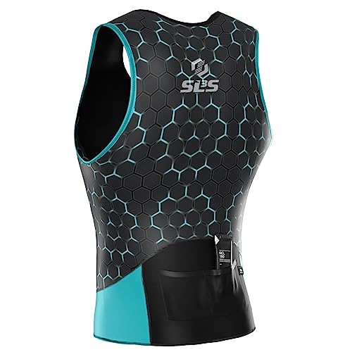 SLS3 Mens Triathlon Top Sleeveless – Full Zip Tri Top Men, 2 Pocks - Triathlon Shirts Men, Breathable AG Fabric2