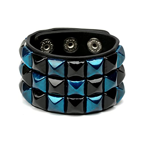 eYLun Men Women Cuff Leather Bracelet Punk Stud Wristband Bracelet Rock Adjustable Bangle Unisex