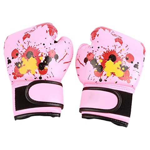 RiToEasysports Children Boxing Gloves, Wear Resistant PU Leather Kids Grappling Gloves Boxing Kickboxing Punching Bag Gloves (Pink) Cover