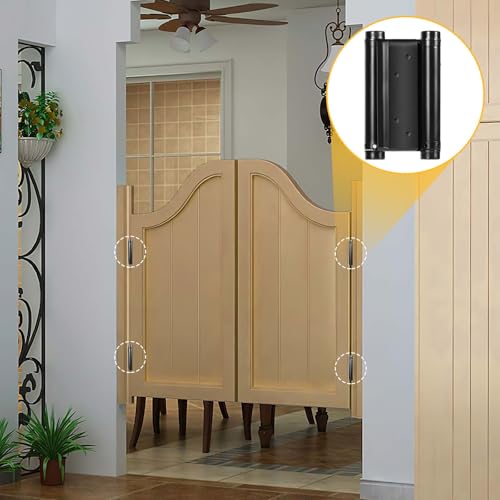 6 Inch Double Action Spring Hinges, Double Swing Door Hinge, Saloon Door Hinges for Waist Cafe Pub Swinging Doors, 201 Stainless Steel, Including Pins and Screws(Black, 4PCS)