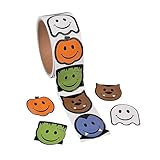 Face Monster Halloween Sticker Rolls - 100 Pack, Reusable and Multicolor