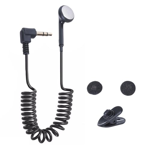 Qsvbeeqj Spring Type in Ear Earbud 3.5mm Port Single Side Mono Earphone Stretchable Cable Headsets for Walkmans Phones Receiver Spring Coiled in Ear Earplugs