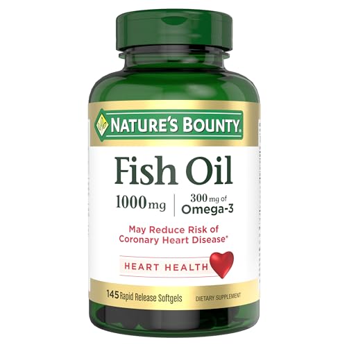 Natures Bounty Fish Oil Supports Heart Health 1000mg Rapid Release Softgels 145 Ct