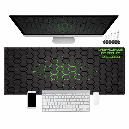 Alfombrilla XXL, 900x400, Alfombrilla Ratón Gaming, Mouse Pad XXL, Alfombra escritorio, Mouse Pad Gaming, Alfombrillas Raton, Tapete Rato, Almohadilla Raton, con Org. Cables. (1 ud.)