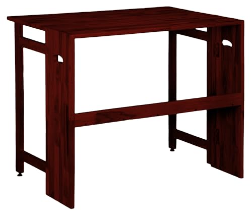 Image of Dawn Riser Extended One-Side Folding Teakwood Table - Space-Saving Design, Sturdy Build, Adjustable Height, Multi-Purpose Dining, Work, Study, Easy Assemble, Indoor Outdoor Use - DIY Model - Mahogany