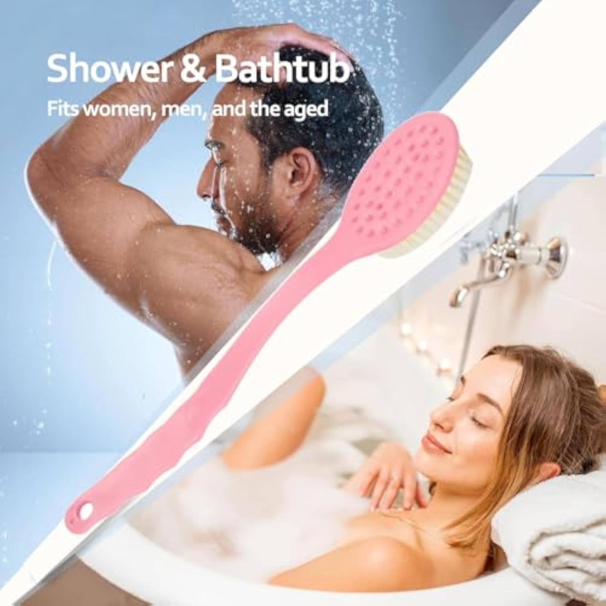 Body Shower Brush Back Scrubber, 2 Pack