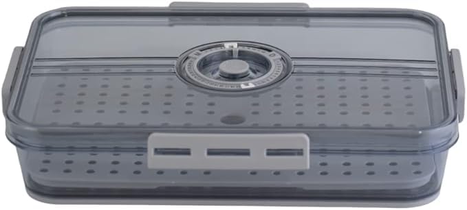 Acrylic Rectangle Fresh Food Storage Box With Draier And Calendar - Grey transparent