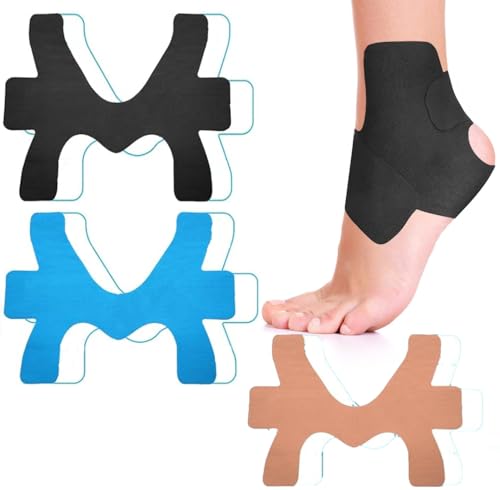 Precut Kinesiology Ankle Tape 6 Pcs Pain Relief Prevent Ankle Sprain Provide Support for Ankle Ligament Elastic Athletic Tape Breathable K Tape for Daily use.