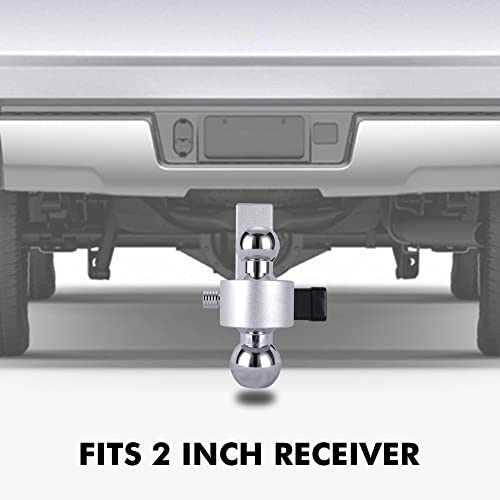 Onltco Ball Mount Hitch Adjustable 6 Inch Drop/Rise Includes 2" & 2-5/16" Chrome Steel Dual Balls, 2 Pcs 5/8" Hitch Lock, Aluminum Trailer Hitch For Vehicles, Boats, Fits 2" Receiver, 10000 Lbs. Gtw. #TOP4